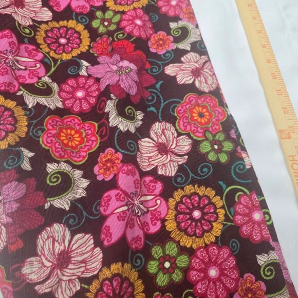 Vera Bradly Floral Corduroy Lightweight Lounge Pants Brown Pink Straight Leg M - Picture 9 of 11